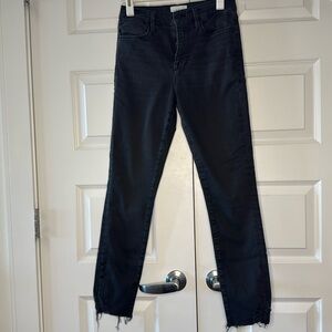 Frame denim washed black skinny jeans.